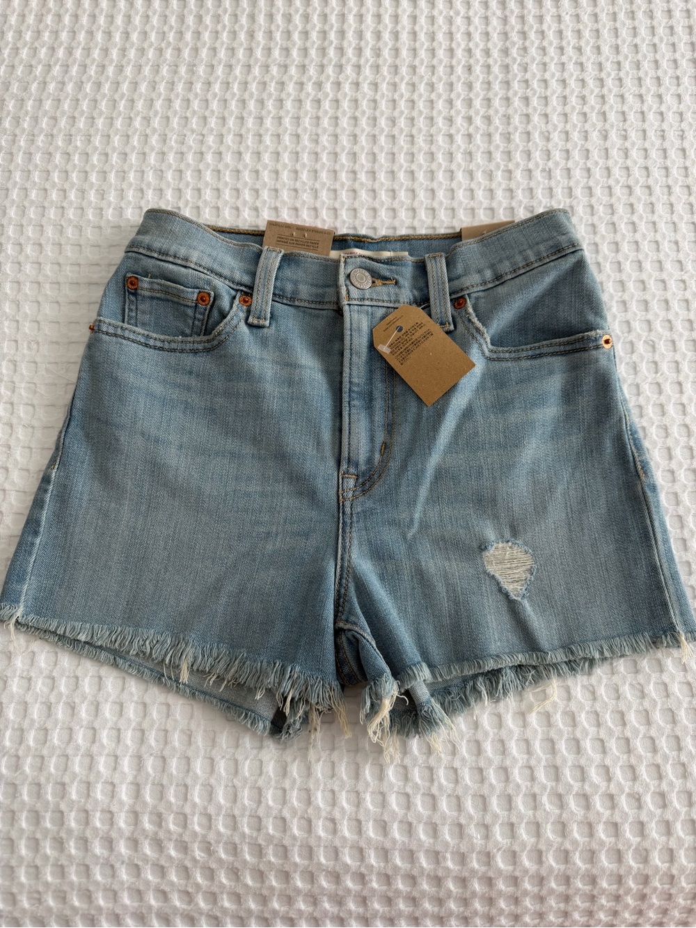 Levi's Light Blue Distressed Denim Cutoff Shorts
